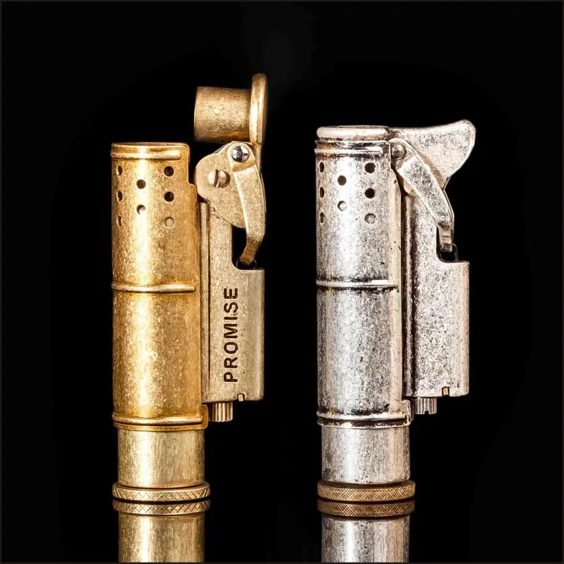 Promise Vintage Classic Brass Oil Lighter Replica Nostalgic Benzina Trench Ww1 Wii Lighter Men Gift 66*28Mm 52G