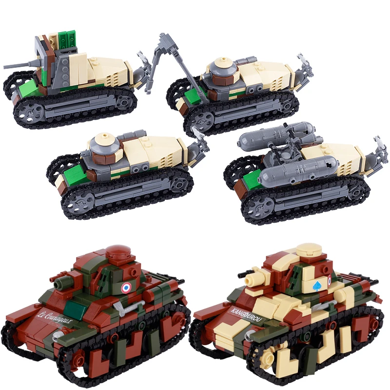 Ww2 Ft17 Tank Military Building Blocks Germany Soldier Arma Ww1 France Army Figures Car Bricks Toys For Children