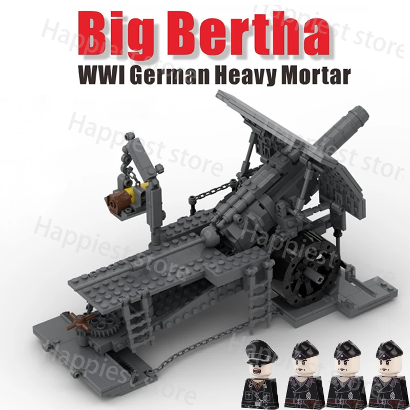 Ww1 Militare Moc Big Belsa Heavy Gun Tank Building Block Germania Figure Soldati Armi Thunder Assembly Bricks Giocattoli Per Bambini