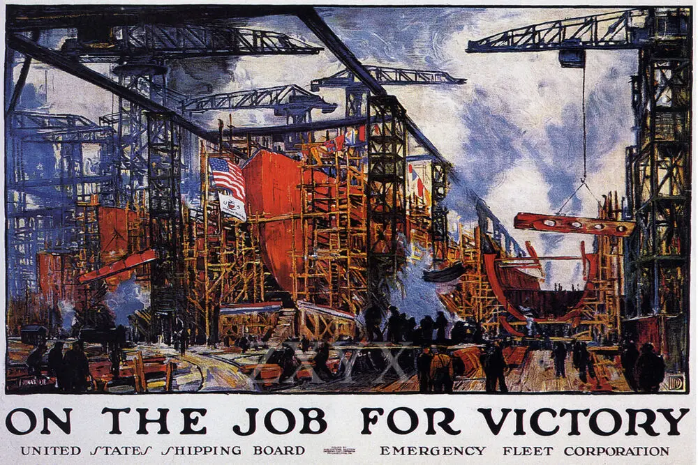 Sul Lavoro Per La Vittoria Vintage World War One Ww1 Us Military Propaganda Poster