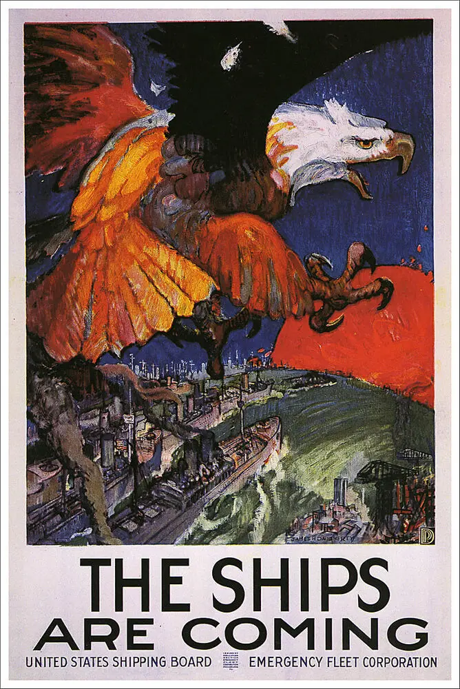 Le Navi Sono In Arrivo Vintage World War One Ww1 Usa Poster Di Propaganda Militare