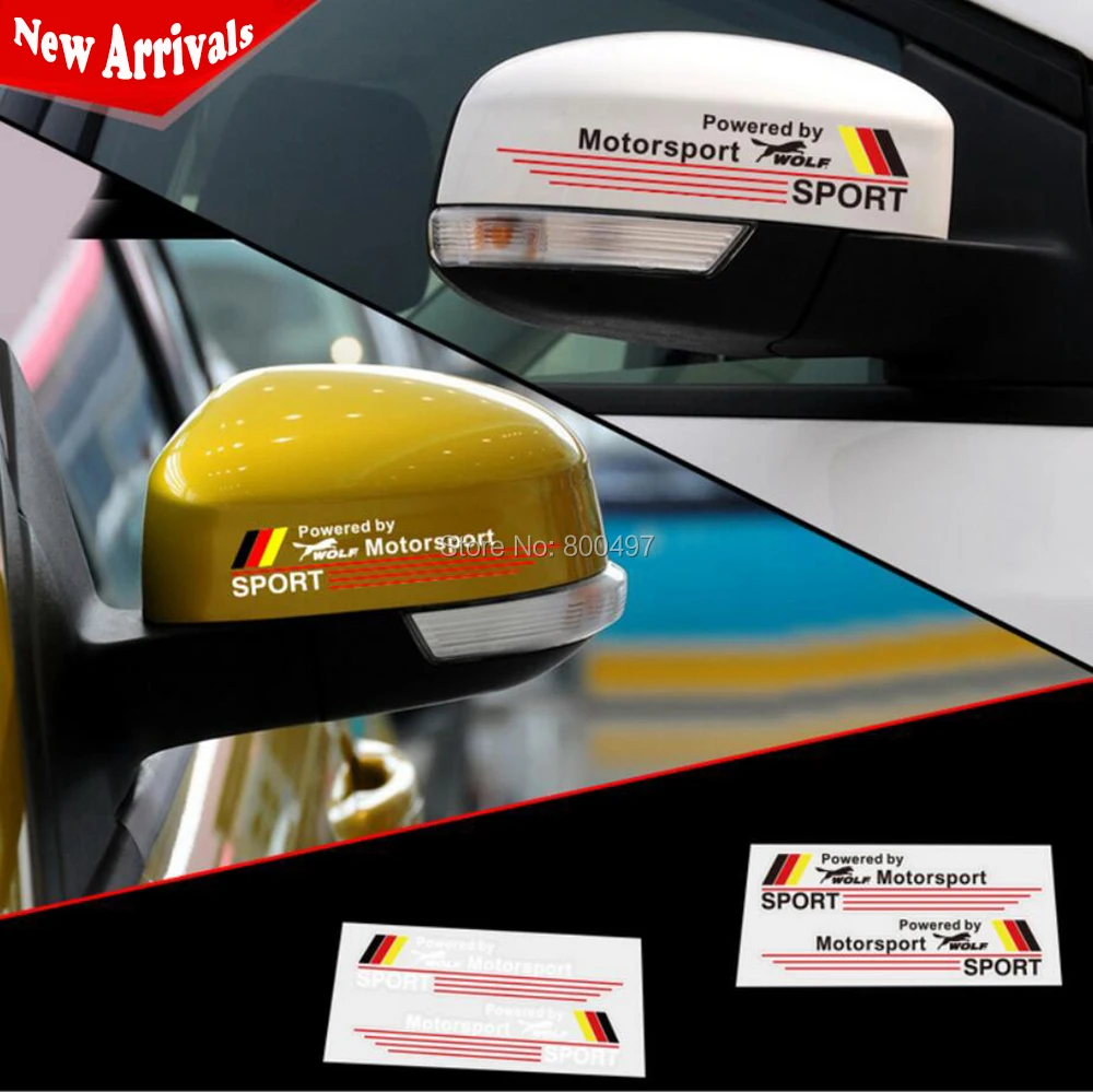 2 X New Car Styling Power By Wolf Motorsport Stickers Specchietto Retrovisore Decalcomanie In Vinile Per Auto Per Ford Focus Fiesta Mondeo Fusion