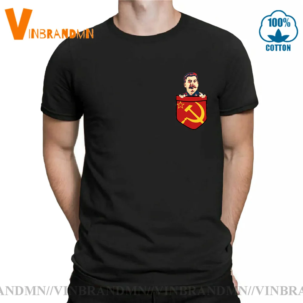 Moda Uomo Stampa Nazioni Alleate Joseph Stalin T Shirt Joseph Stalin Comunismo Tasca Sul Petto Hipster Casual Cccp Top Tees Tshirt