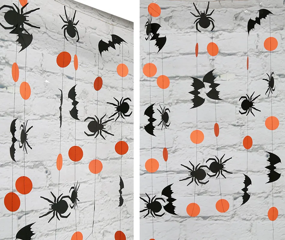Black Orange Paper Pumpkin Spider Bat White Ghost Ghirlande Appese Per Halloween Sfondo Bunting String Streamer Decorazioni