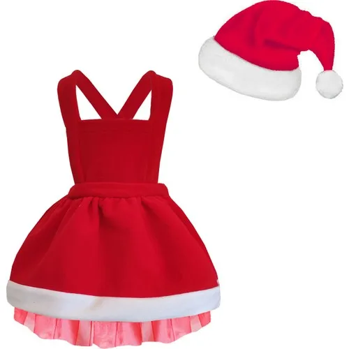 Shecco Babba Christmas Female Child Dress Christmas Hat Suit 5-8 Age