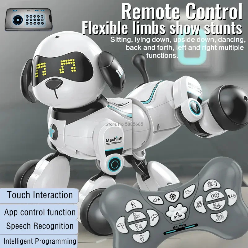 Smart Programming Voice Interactive Remote Control Animal Dog 2.4G Stunt Performance Touch Sensing App Control Rc Robot Dog Toy