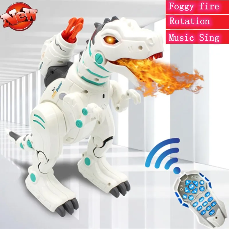 Foggy Fire Rc Battle Dinosaur Robot Toy 360 Gradi Ruota Spray Flame Dinosaur Con Bullet Music Singing Seak Story Rc Toy Gifts
