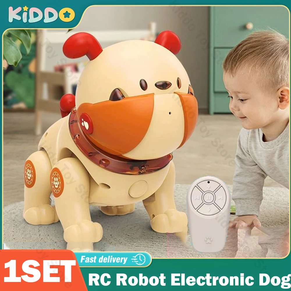 Rc Robot Elettronico Cane Robot Cane Stunt Musica Illuminazione Giocattolo Tocco Intelligente Telecomando Animale Domestico Elettrico Per Giocattoli P