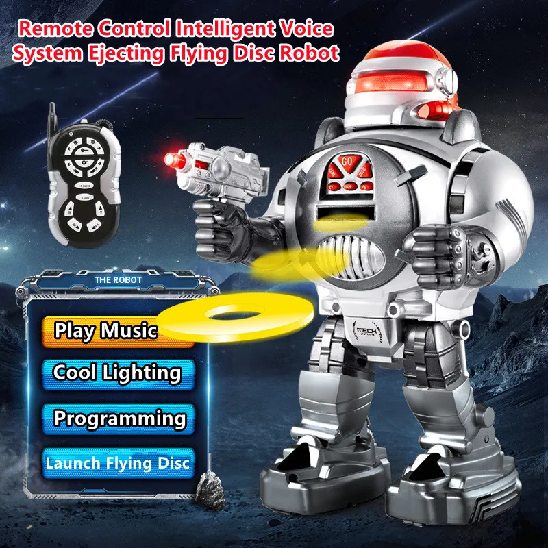 Lancio Disco Volante Space Police Rc Robot Kids Toy Eye Lighting Sing Dance Programmazione Intelligente Robot Elettrico Telecomandato