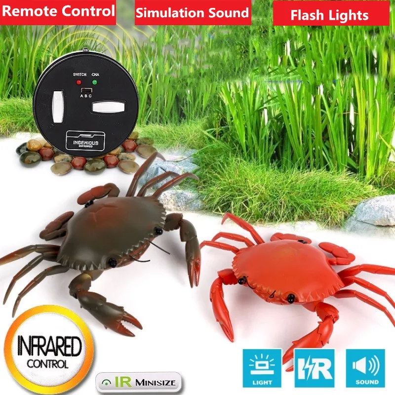 Smart Intelligent Rc Robot Crab Toy Con Eye Flash Light Simulation Sound Crab Model Toy High Simulation Crab Design Classic Toy