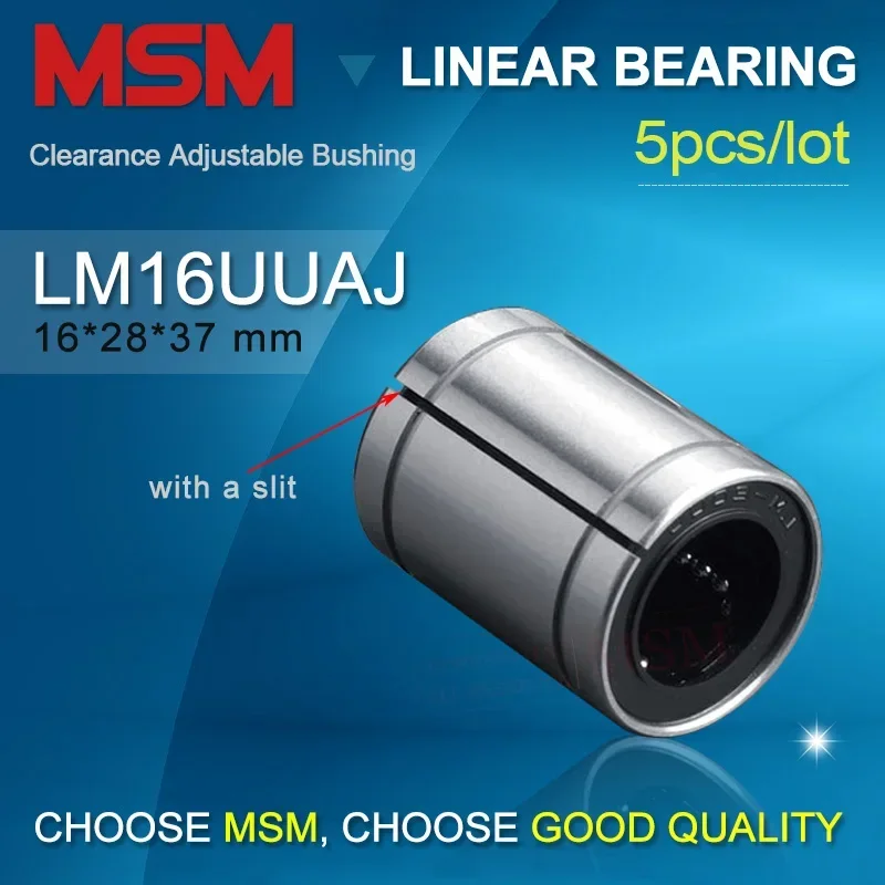 5 Pz Lm16Uuaj Gioco Regolabile Cuscinetto Lineare (Dr16 D28 L37) Boccola Scorrevole 16Mm Guida Albero Lm16Uu-Aj Parti Cnc