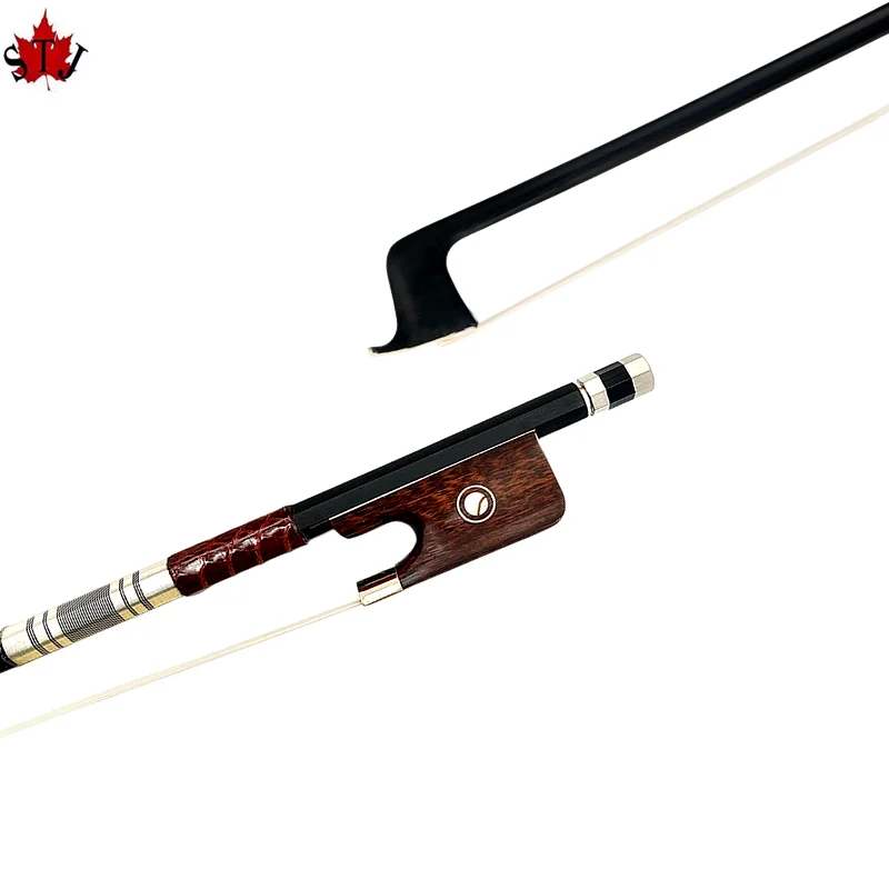 1Pcs Strong Profession Black Carbon Fiber Stick Viola Bow , Snakewood Frog, Coda Di Cavallo Bianca Equiseto