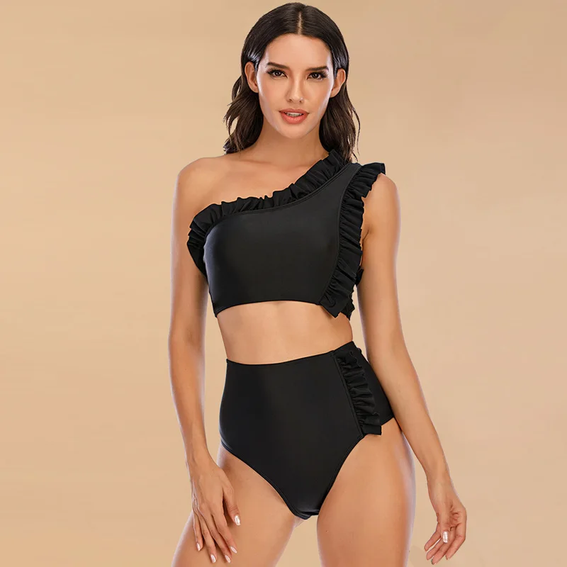 New Maillot De Bain Femme Bañadores Mujer 2021 Costumi Da Bagno Sexy Monospalla Bikini A Vita Alta Set Costumi Da Bagno Abbigliamento Da Spiaggia Biqu