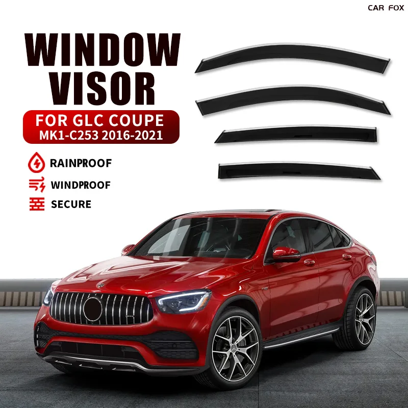 Per Mercedes-Benz Glc Coupe X253 C253 Muslimah Vent Shades Finestra Sun Rain Guard Deflettore 4 Pezzi
