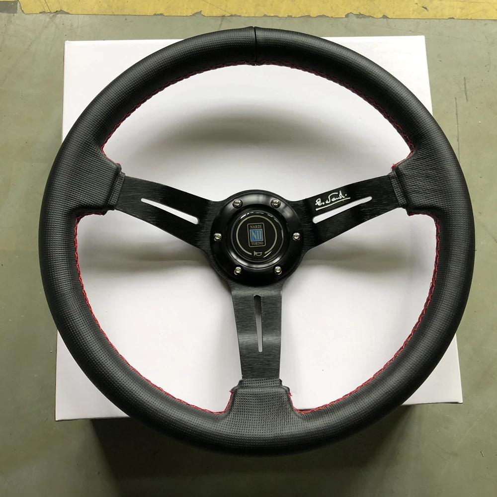 Drift Universal 350Mm Nardi Racing Volante Auto Vera Pelle Jdm Volante Volantes Per Vw Honda Toyota Bmw Nissan