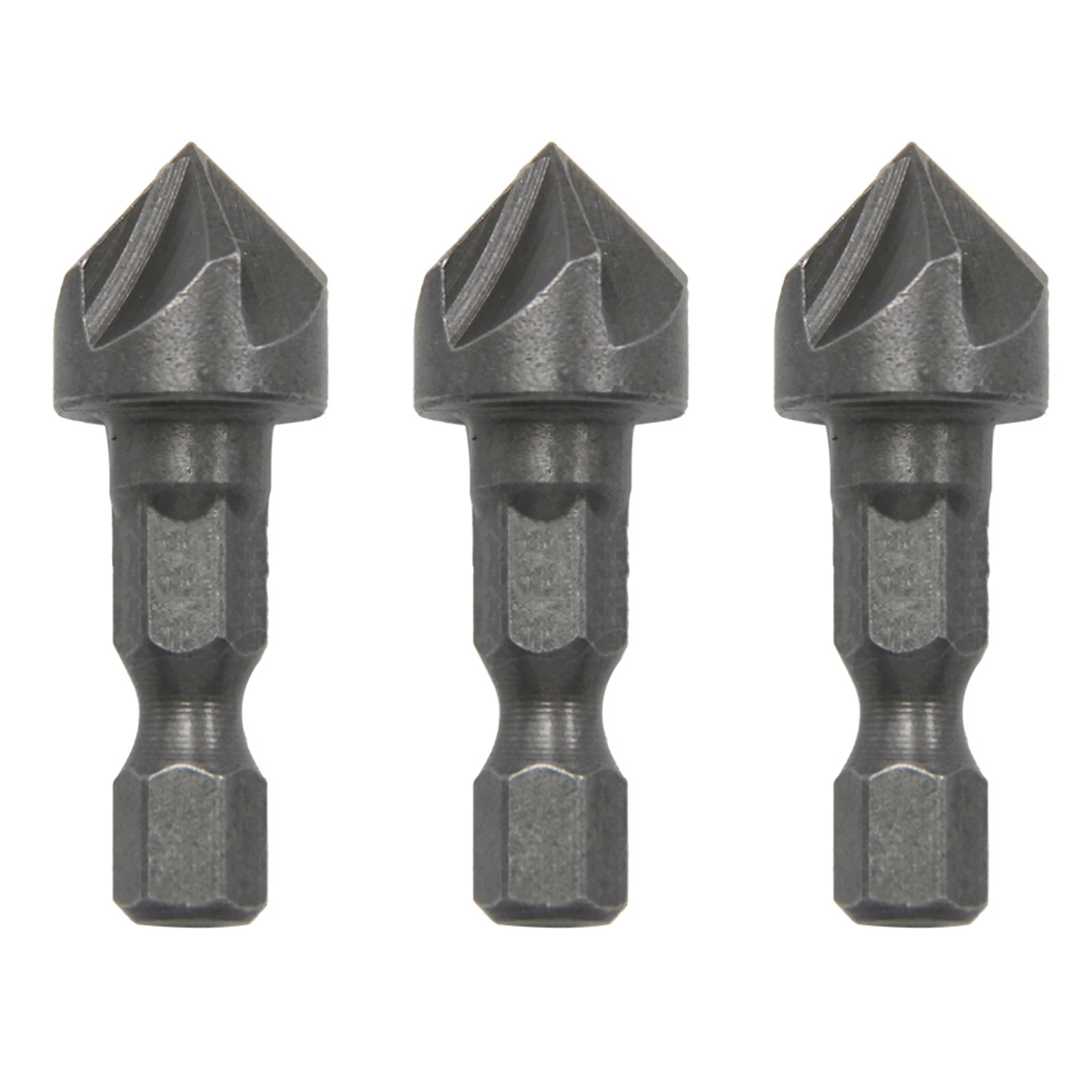 1/3Pcs Countersink Drill Bit Five-Blade Chamfering Tool 1/4''Carbon Steel Sandblasting Chamfering Knife Woodworking Hole Opener