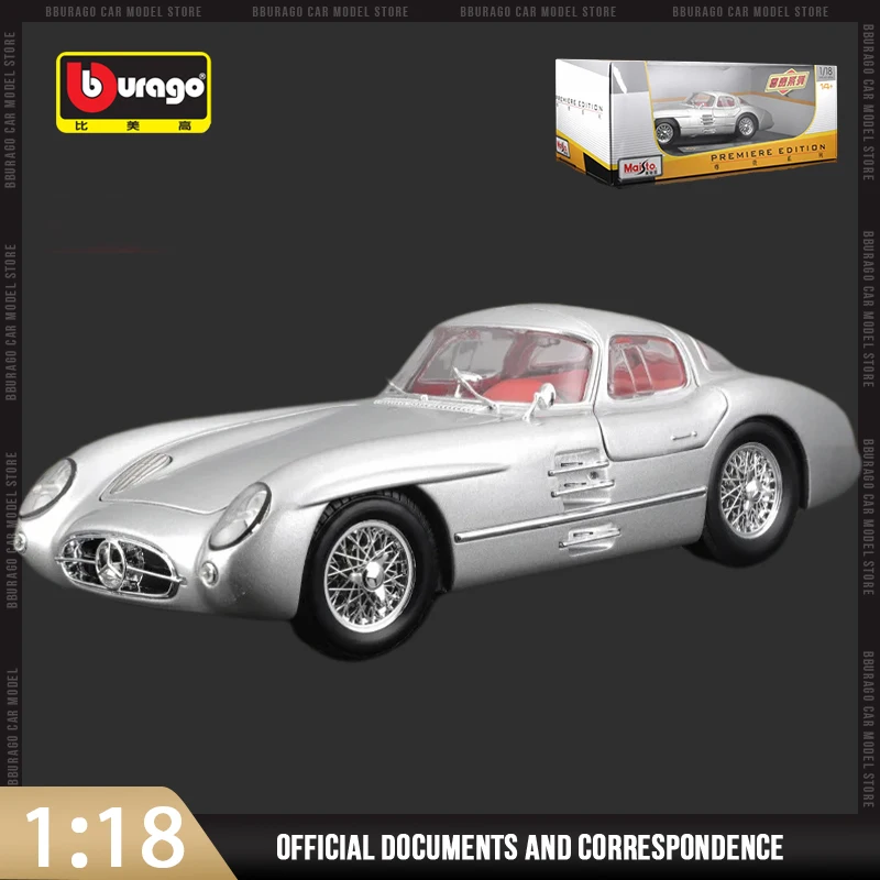 Maisto 1:18 Merecedes Benz 300 Slr Model Car Vintage Original Simulation Alloy Boy Vehicles Model Collection Hobby Toys Gifts