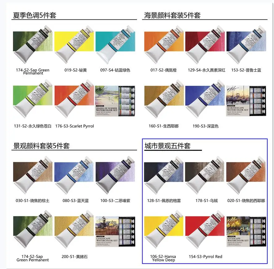 Originale M. Graham Artista Acquerello 15Ml 5 Colori Acuarela Set Professionale Pittura Arte Forniture