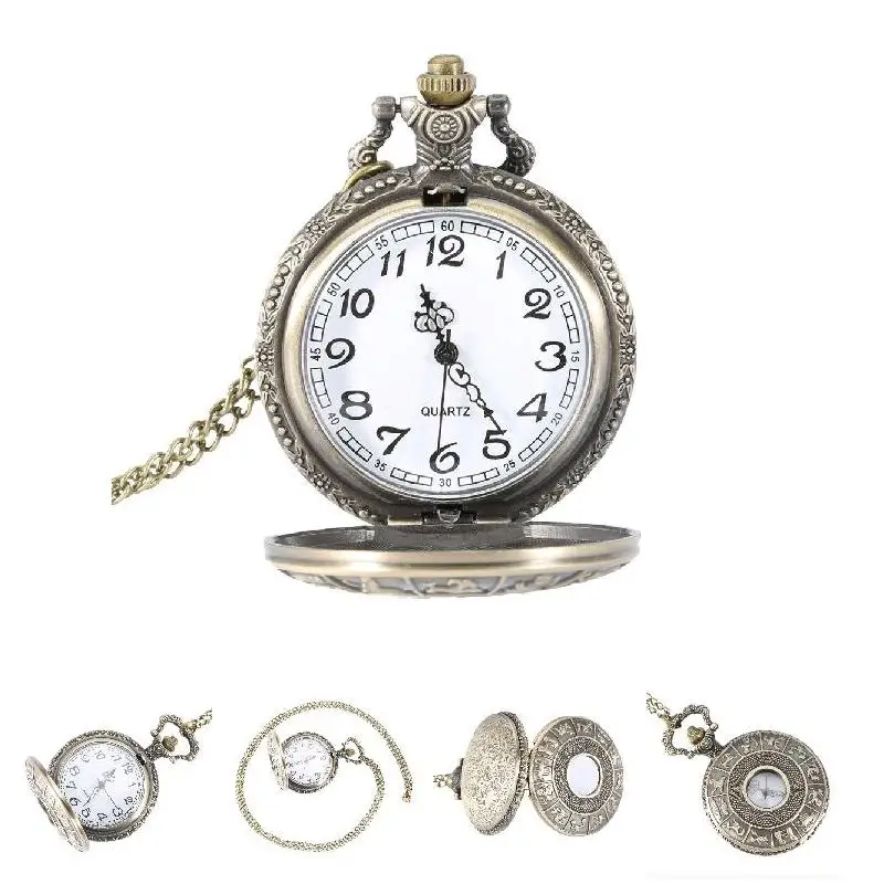 2023 Vintage Steampunk Constellation Zodiac Pocket Watch Dial 4.7Cm Collana Con Ciondolo Orologio A Catena Regali Di Compleanno Per La Famiglia
