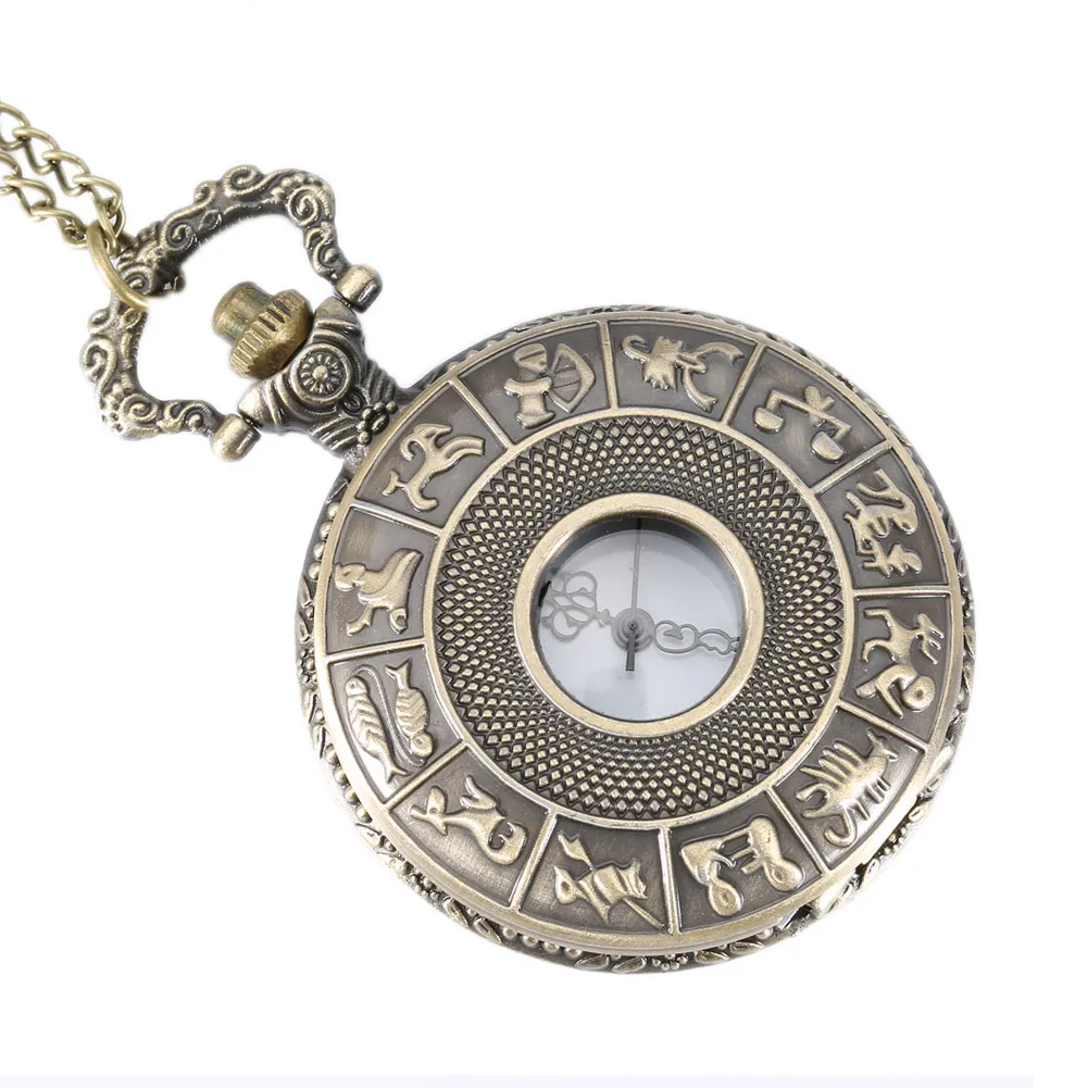 Vintage Steampunk Constellation Zodiac Pocket Watch Dial 4.7Cm Collana Con Ciondolo Orologio A Catena Ll @ 17