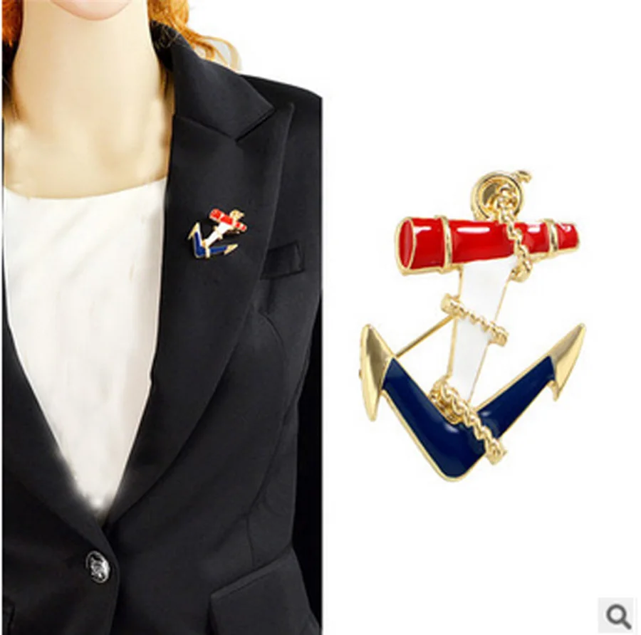 Kpop Vintage Moda Mare Smalto/Ancora Marina Di Ancoraggio Spilla/Donne Vestito Spilla Accessori/Damen Broschen/Broche/Broszka/Broszki