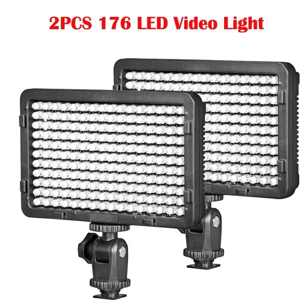 2Pcs Videocamera Hd 176 Led Lampada Luce Video 11W 1320Lm 5600K/3200K Dimmerabile Per Videocamera Canon Nikon Pentax Dslr Videocamera