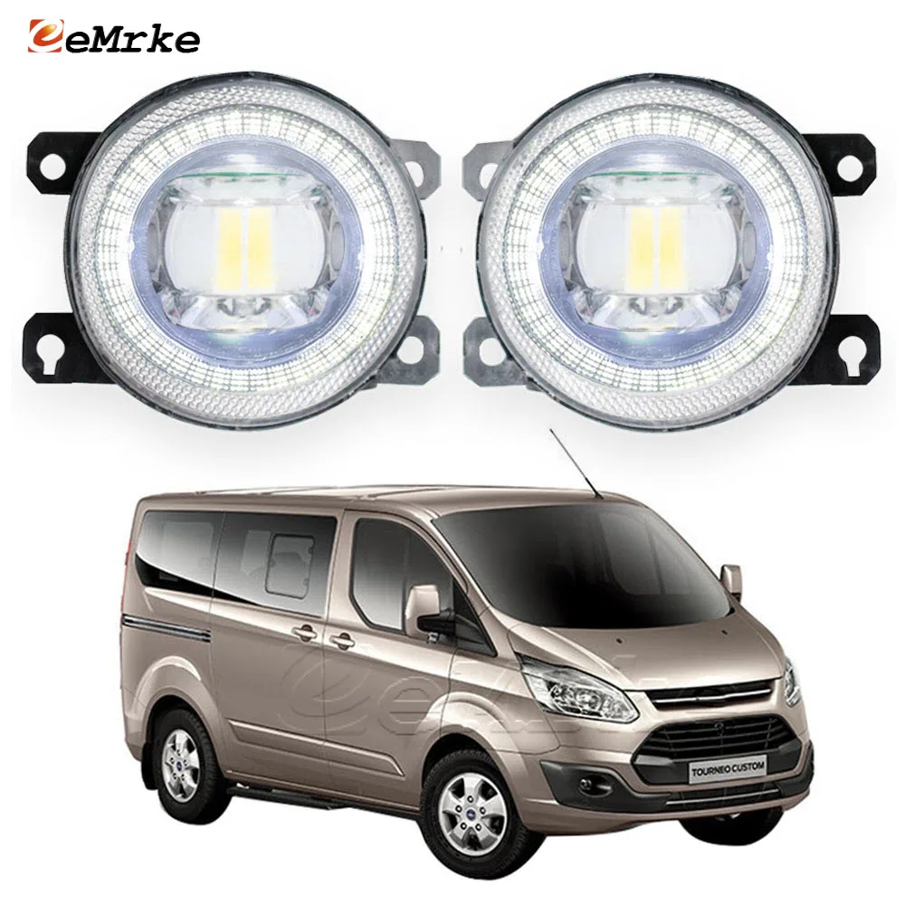 Luci A Led Per Ford Tourneo Transit Custom 2012-2017 Gruppo Fendinebbia Con Lente Angel Eyes Drl Halo Daytime Running Light Ring