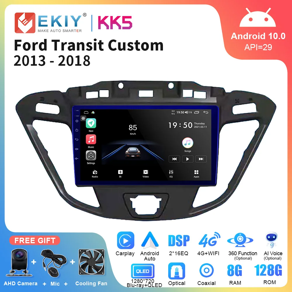 Ekiy Kk5 Autoradio Stereo Per Ford Transit Custom 2013 - 2018 Dsp Carplay Lettore Video Multimediale Navigazione 4G Android 2Din Dvd