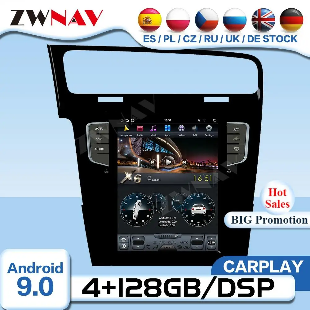 1 Din Tesla Schermo Lettore Video Android Per Volkswagen Golf 7 2013 2014 2015 2016 Gps Auto Radio Receiver Audio Stereo Head Unit