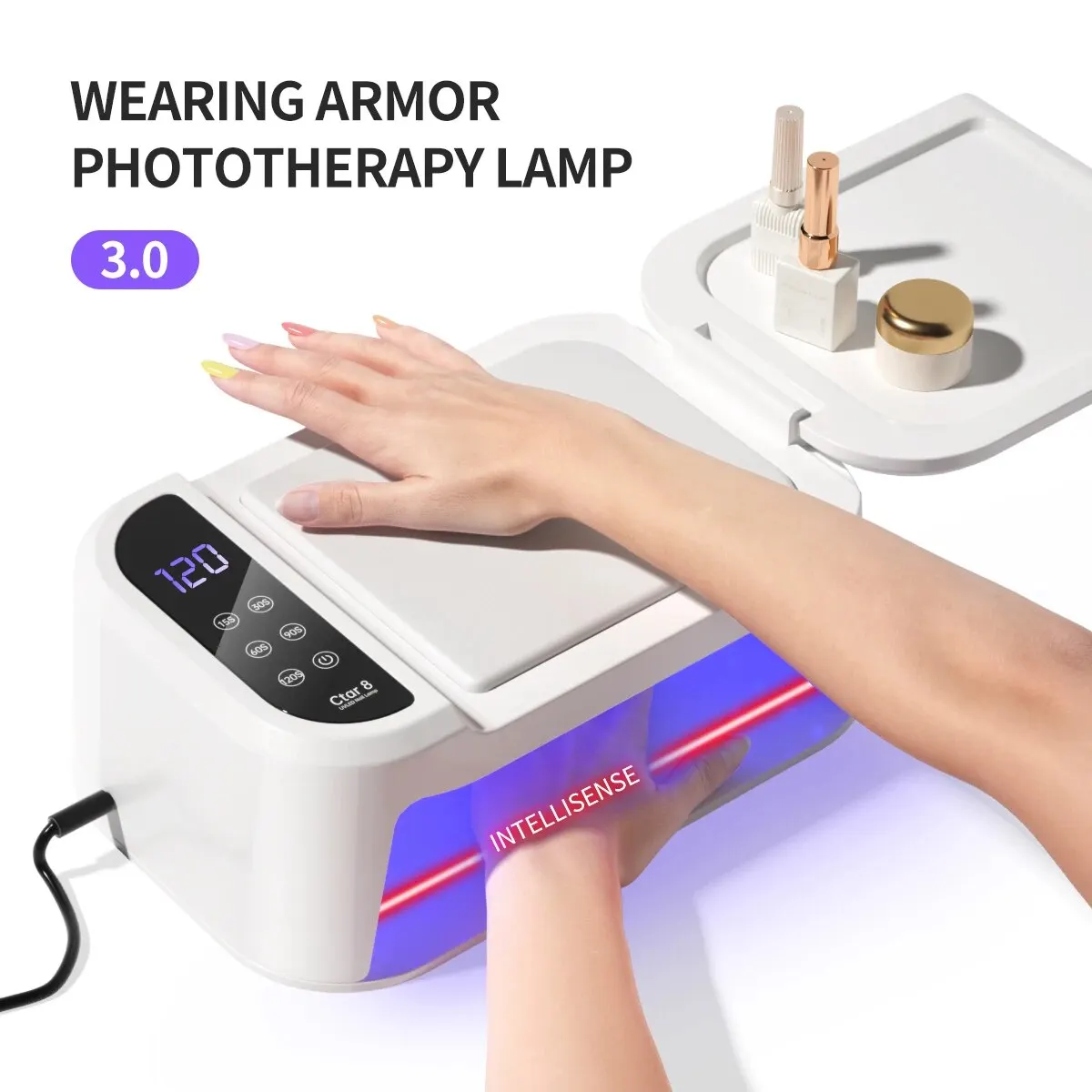 1Pc Led Hand Pillow Light Therapy Lamp Uv Glue Dryer, Fast Nail Dryer Nail Polish Curing Lampada Uv Con 5 Timer Per Unghie