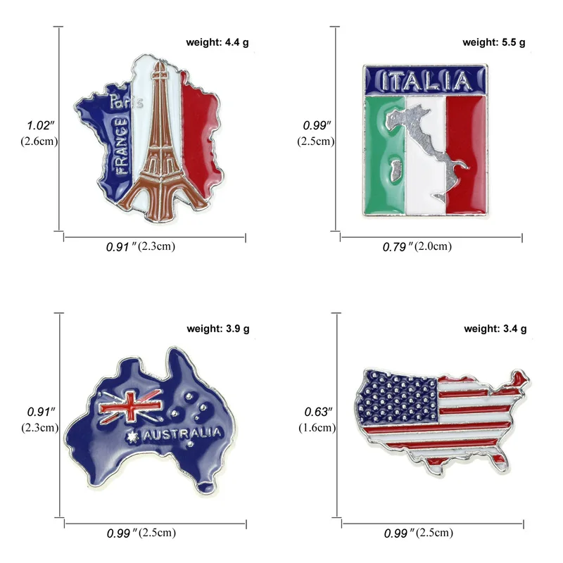 Nuova Bandiera Francese E Britannica Map Creative Iron Tower Building Metal Drip Oil Spilla Turistica Abbigliamento