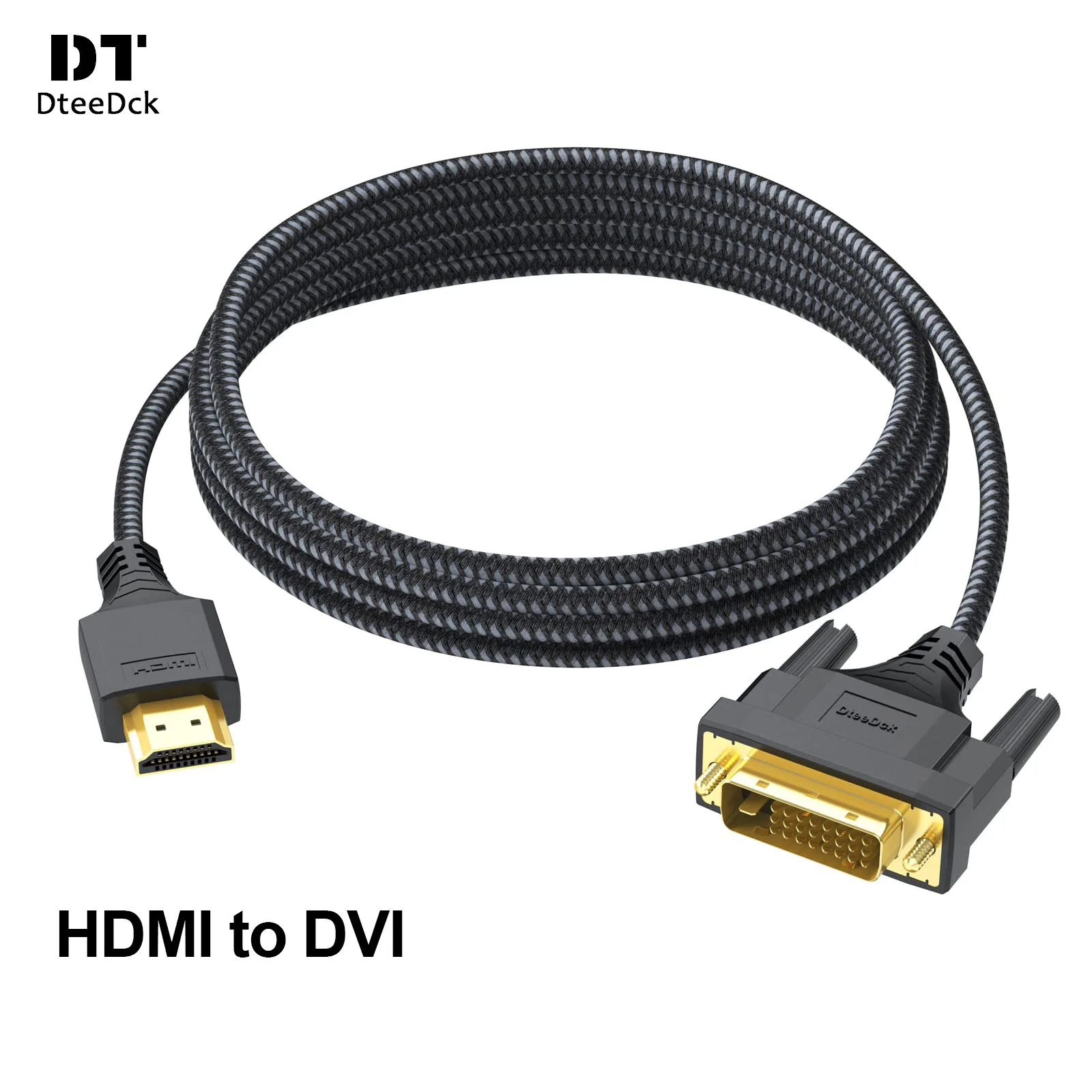 Dteedck 1080P Cavo Hdmi Compatibile A Dvi Adattatore Bi-Drectional Da Dvi-D A Hdmi Per Switch Monitor Pi Roku Xbox One Ps5 Graphics