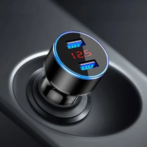 3.1A Dual Usb Caricabatteria Da Auto Display A Led Per Renault Espace Twingo Clio Zoe Kwid Simbiotoz Arkana Duster Ez-Pro Lodgy Alpine A110