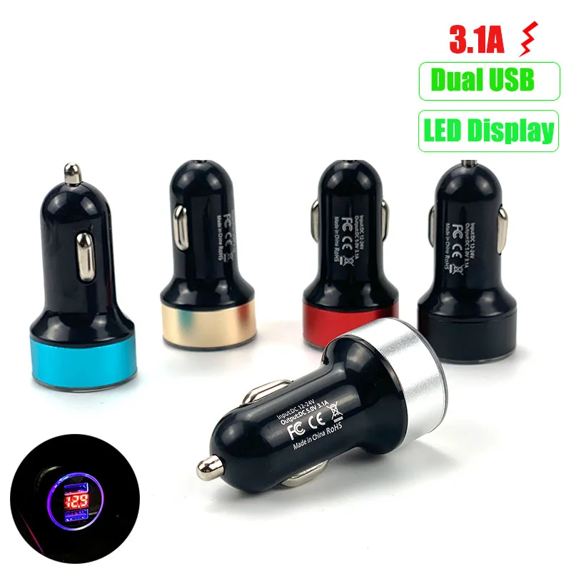 3.1A Dual Usb Caricabatteria Da Auto Display A Led Per Renault Espace Twingo Clio Zoe Kwid Symbioz Arkana Spolverino Ez-Pro Lodgy Alpine A110