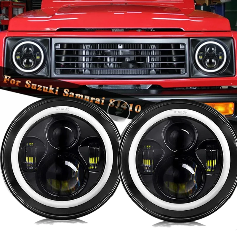 Per Jeep Jk Vaz 2121 Lada Niva 7 ''Led Drl Faro 4X4 7 Pollici Round Halo Fari 7" Led Faro Con Indicatore Di Direzione Ambra