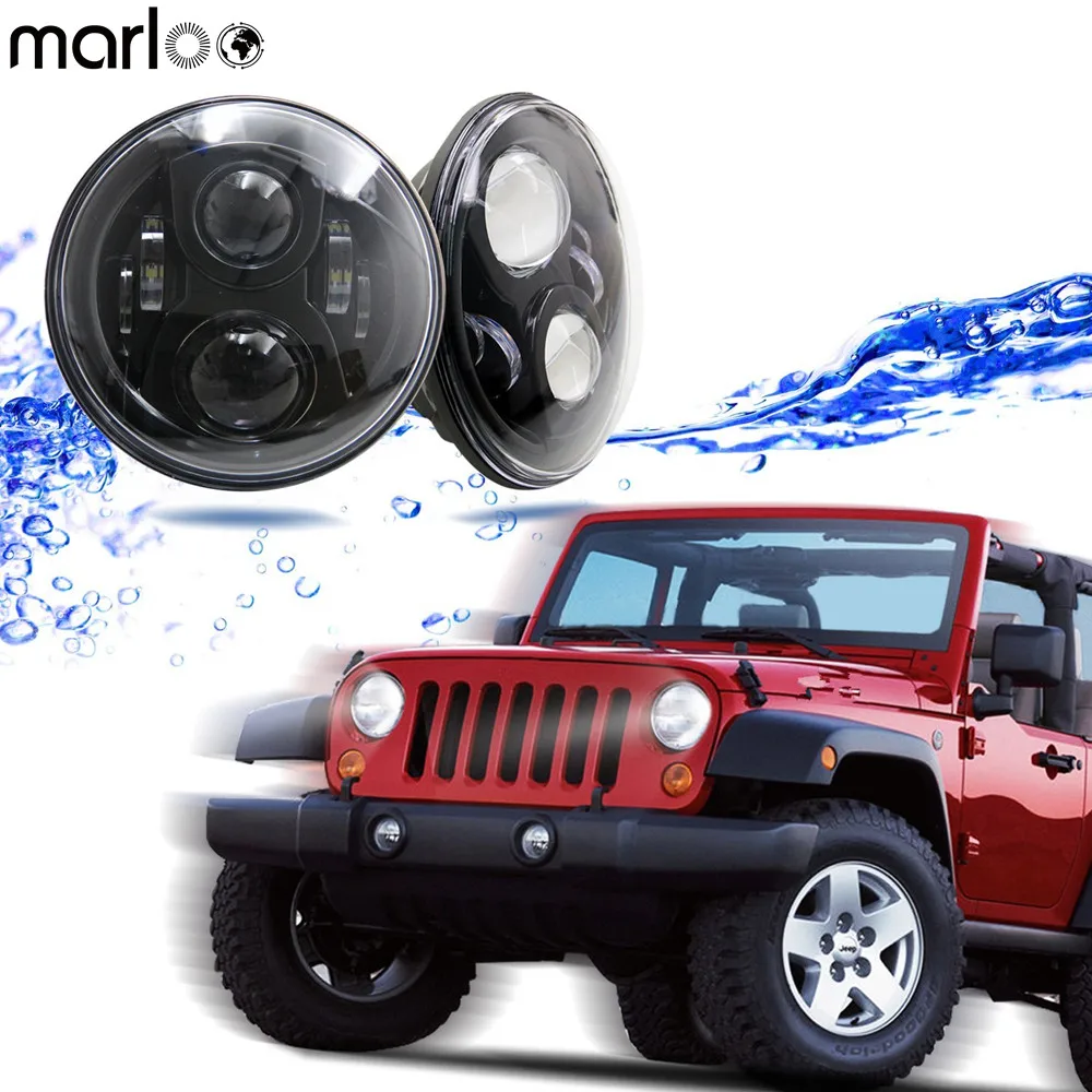 Marloo Car Hi Low Headlamp 7 Pollici Round Led Faro Per Jeep Wrangler Jk Per Offroad Niva Lada 4X4 Uaz 12V 24V