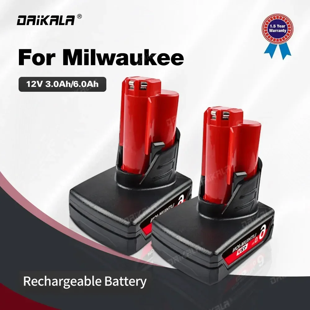 Nuova Batteria 12V Per Milwaukee M12 M12B4 M12B2 4932451395 Xc Cordless Tools 48-11-2402 48-11-2411 Batterie 48-11-2401
