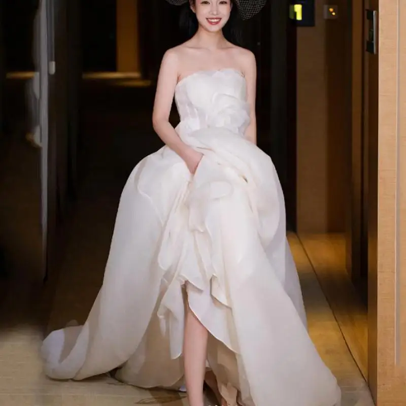 Abiti Da Sposa Semplici Con Piccolo Treno 2023 Nuovo Senza Spalline Senza Maniche Abiti Da Sposa Elegante Una Linea Lunga Sukienka Na Wesele
