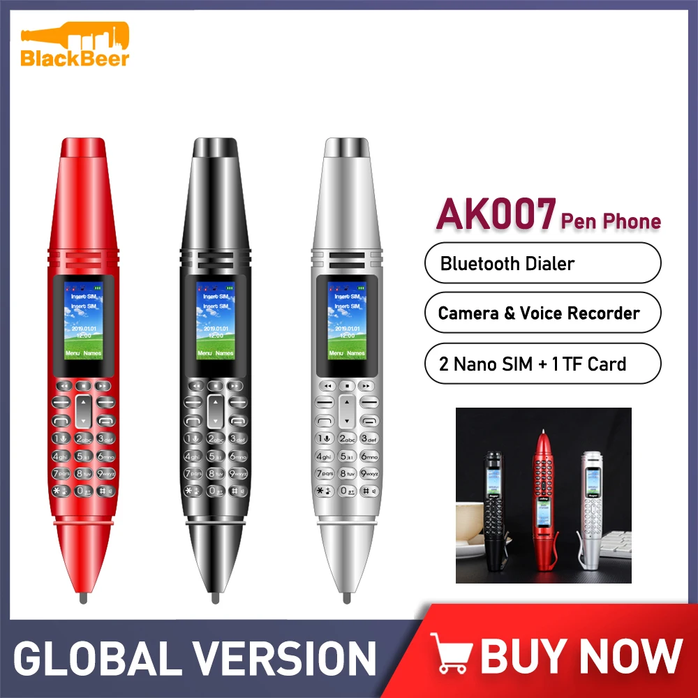 Uniwa Ak007 0.96 "Pen Phone Con Dual Sim 2G Gsm Cellulare Bt V3.0 Schermo Cellulare Dialer Magic Voice Mp3 Fm Registratore Vocale
