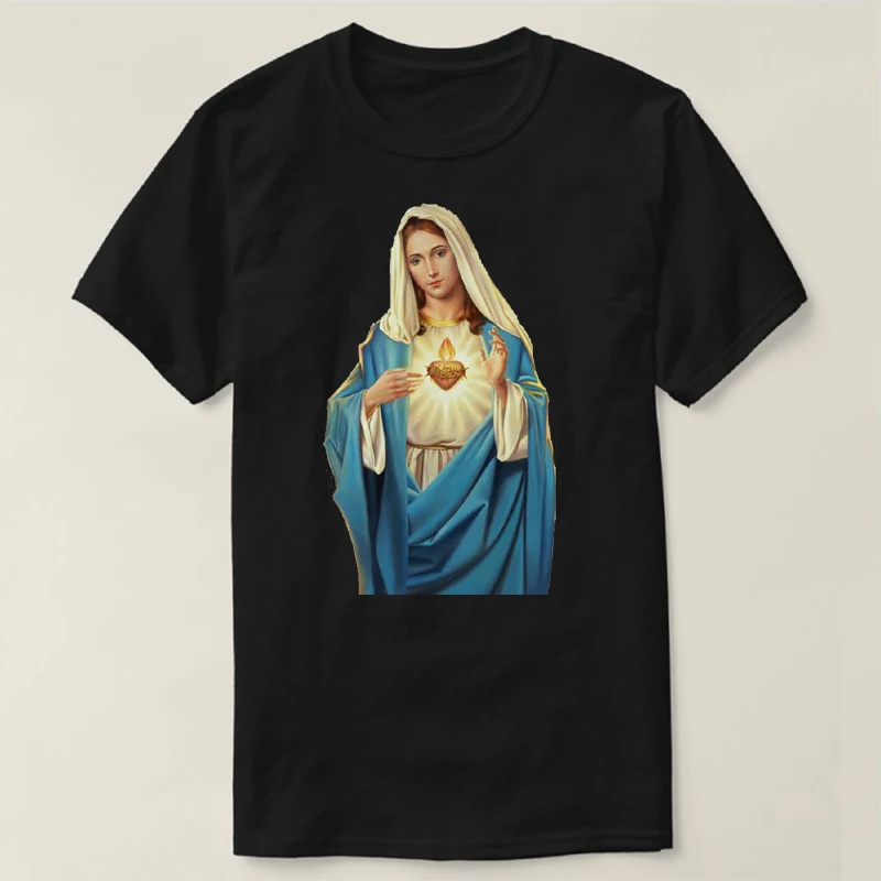 Camiseta Madre Maria, Corazon Inmaculado De Maria. 100% Algodon, De Alta Calidad, De Gran Tamaino, Casual