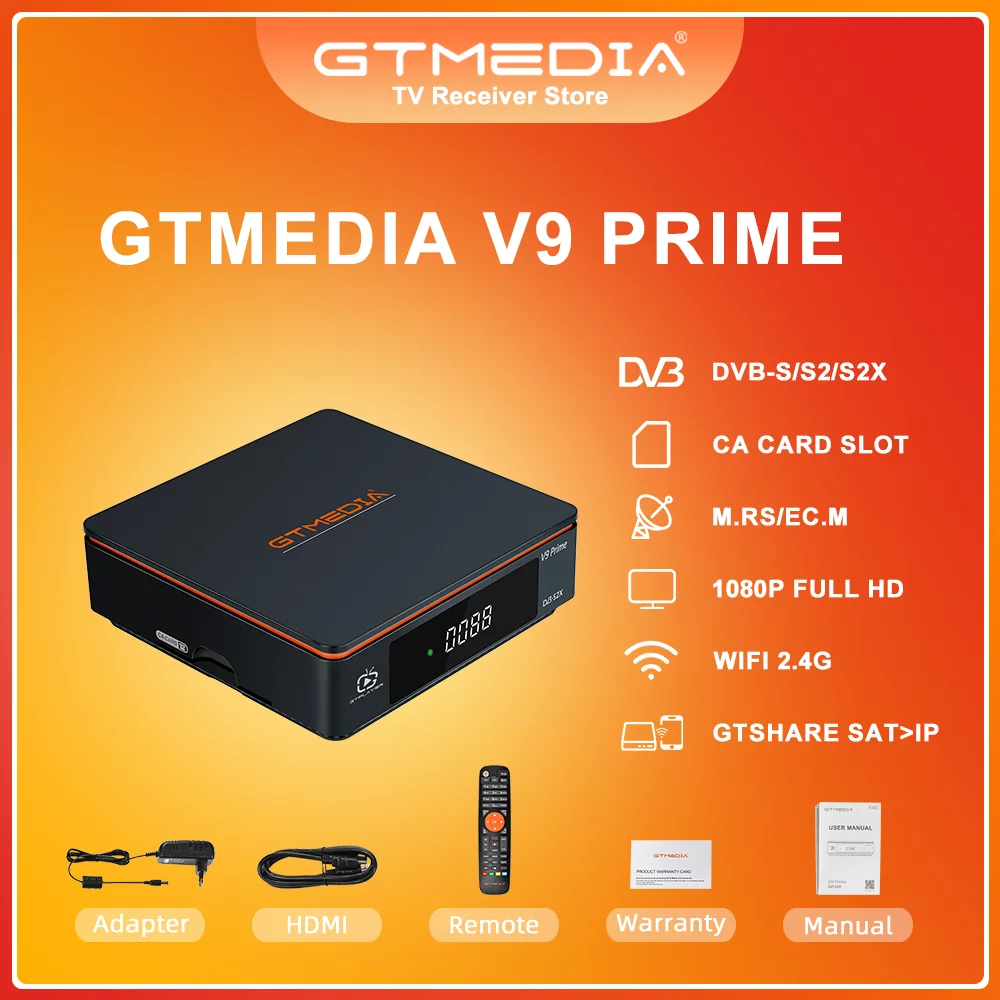 Gtmedia V9 Prime Ricevitore Tv Satellitare Dvb-S2X S2 Decoder Tuner 1080P H.265 Costruito In 2.4G Wifi Gtshare Mars Ecam Upgrade Firmwar
