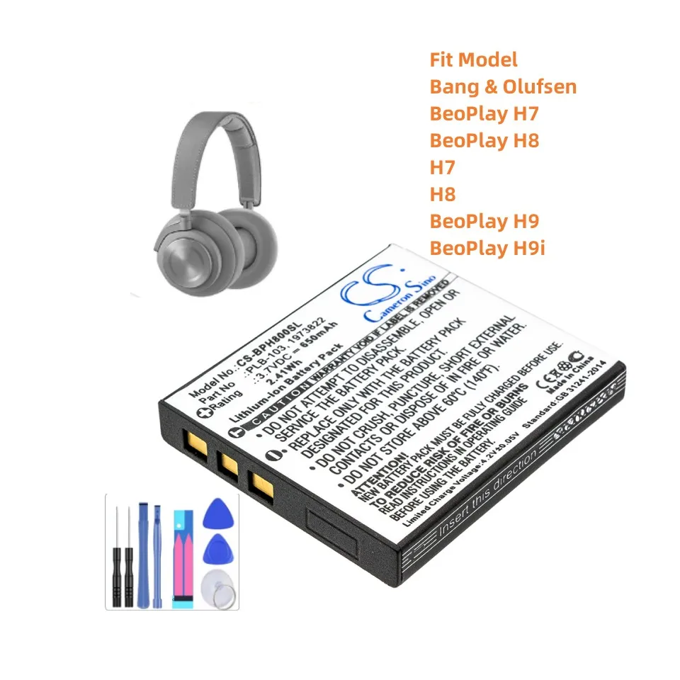 Batteria Per Cuffie Wireless Per Bang & Olufsen 1973822 56467 201 012 Plb-103 Beoplay H7 H8 Beoplay H9 Beoplay H9I 650Mah