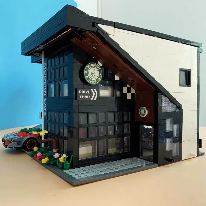 Street View Series Moc Coffee Shop Blocchi Modulari Modello 3D Mattoni 84002 Modern Cafe Corner Giocattoli Per Ragazzi 10182 86005