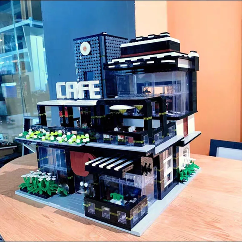 Street View Series Corner Cafe Building Block Ristoranti Casual Brick Coffee Shop Modle Assemblare Giocattoli Per Bambini Regalo Decorazioni Per La Ca