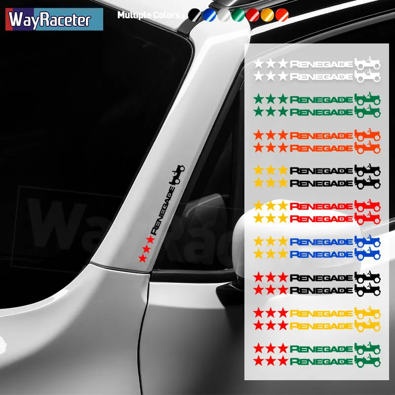 2 Pcs Pillar Door Side Sticker Hood Trunk Tail Stars Willy Edition Decalcomania Riflettente In Vinile Per Accessori Sportivi Jeep Renegade