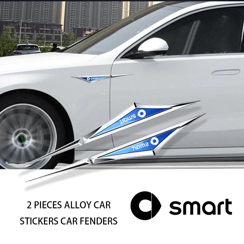 2Pcs/Car Body Metal Sticker Car Fender Side Blade Badge Per Smart Fortwo 451 450 453 Eq Forfour Forjeremi