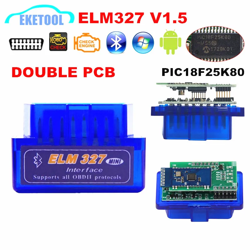 2Layer Hardware V1.5 Chip Muslimelm327 Bluetooth V1.5 Lettore Di Codici Automatico Super Mini Elm 327 Funziona Android Symbian Doppio Pcb