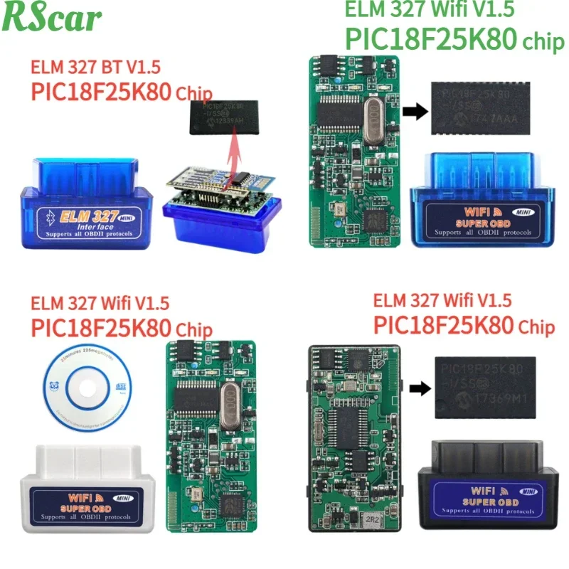 L'Ultimo Strumento Diagnostico Elm327 V1.5 Bluetooth/Wifi Muslimah Chip Elm327 V1.5 Obd2 Funziona Su Strumenti Scanner Diagnostici Android/Pc