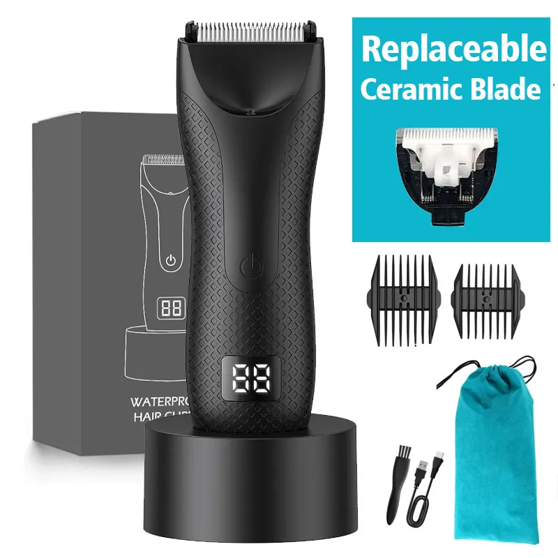 Rasoio Elettrico Di Sicurezza Pube Professional Body Hair Trimmer Per Uomo Balls Waterproof Grooming Clipper Inguine Trimmer Led No Nicks