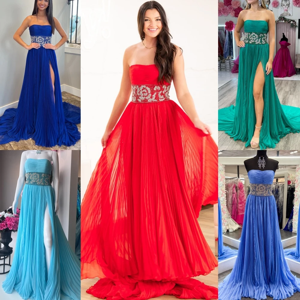 Abito Da Ballo Arancione 2 K24 Chiffon Pieghettato Lady Pageant Winter Formal Evening Cocktail Party Hoco Gala Gown Mother Of Bride Guest